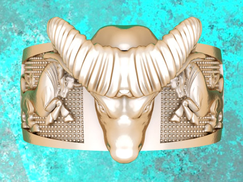 Pierścionek męski Buffalo - Pierścionek męski Gaur - Pierścionek męski Cow - N812813 Model do druku 3D