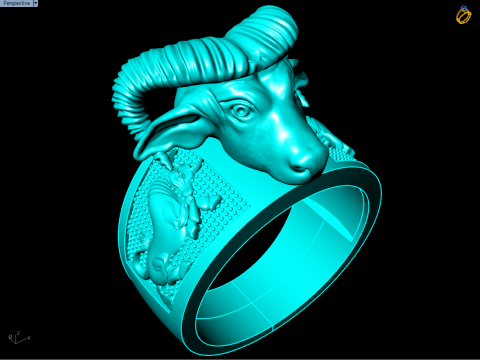 Pierścionek męski Buffalo - Pierścionek męski Gaur - Pierścionek męski Cow - N812813 Model do druku 3D