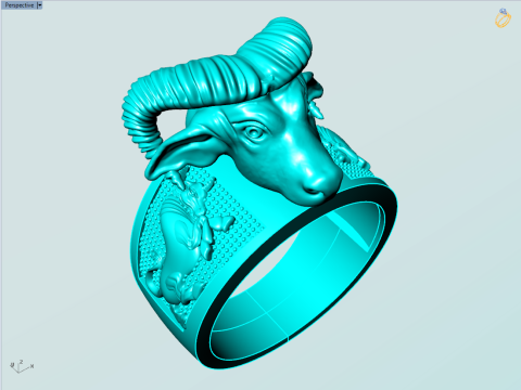 Pierścionek męski Buffalo - Pierścionek męski Gaur - Pierścionek męski Cow - N812813 Model do druku 3D