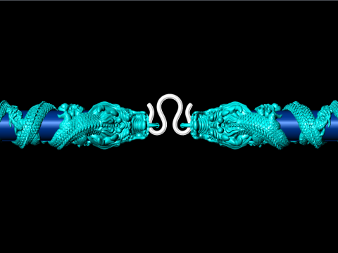 Dragon necklace - Dragon pendant - Wrap leather cord - N819007 Modello di stampa 3D