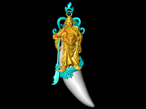 Guan Yu pendant - Dragon pendant - Tiger nails - Tiger fang - N820300 3D 打印模型