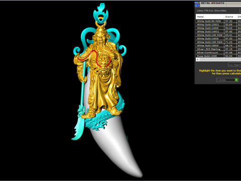 Guan Yu pendant - Dragon pendant - Tiger nails - Tiger fang - N820300 3D printmodel