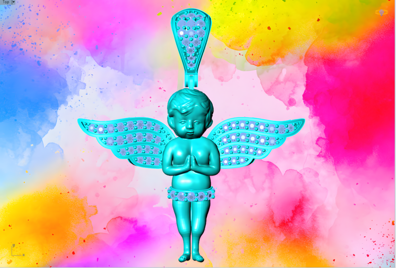Angel pendant - Winged angel pendant - N821608 3D Принт Модель .c4d .max .obj .3ds .fbx .stl .blend