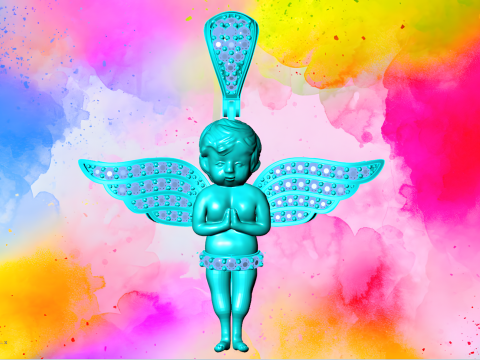 Angel pendant - Winged angel pendant - N821608 3D Принт Модель