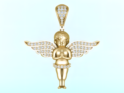 Angel pendant - Winged angel pendant - N821608 3D Принт Модель