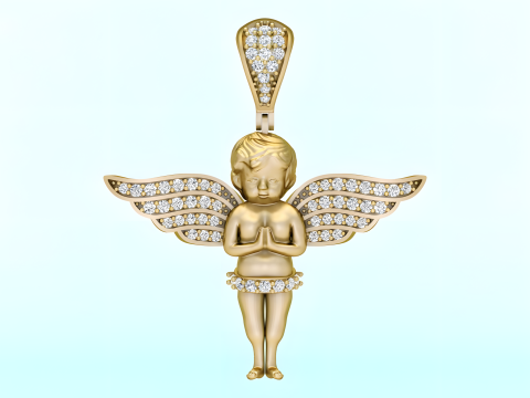 Angel pendant - Winged angel pendant - N821608 3D Принт Модель