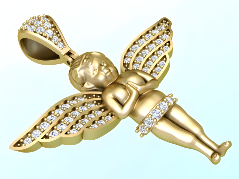 Angel pendant - Winged angel pendant - N821608 3D Принт Модель