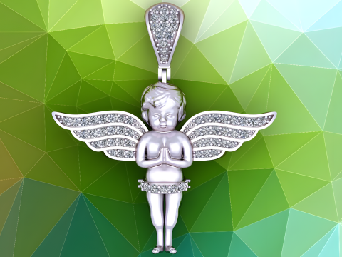 Angel pendant - Winged angel pendant - N821608 3D Принт Модель