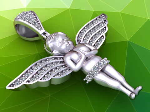 Angel pendant - Winged angel pendant - N821608 3D Принт Модель
