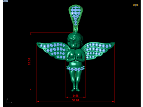 Angel pendant - Winged angel pendant - N821608 3D Принт Модель