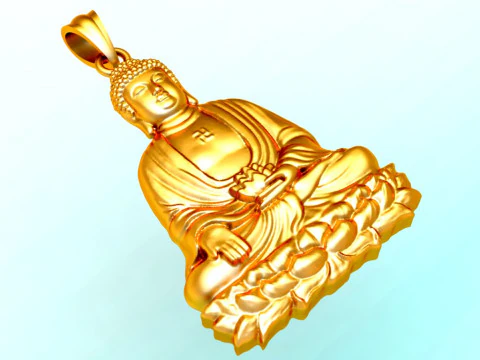阿弥陀仏ペンダント - 阿弥陀仏ペンダント - 仏陀ペンダント 3Dプリントモデル