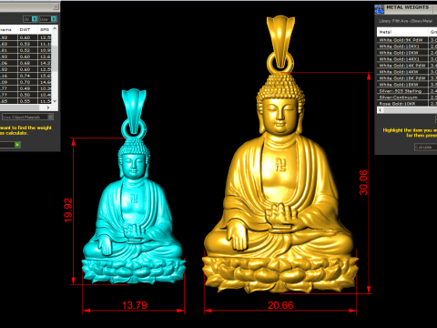 Amitabha Buddha Pendant - Adida Buddha pendant - Buddha pendant Modello di stampa 3D