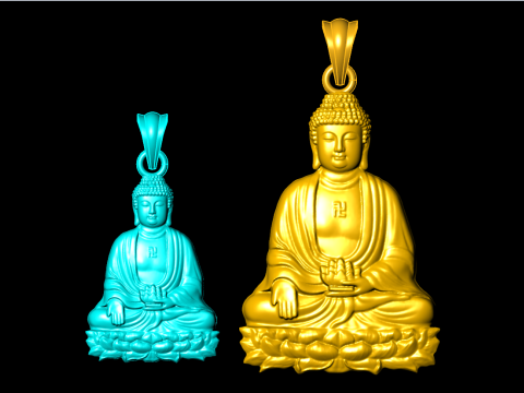 Amitabha Buddha Pendant - Adida Buddha pendant - Buddha pendant Modello di stampa 3D