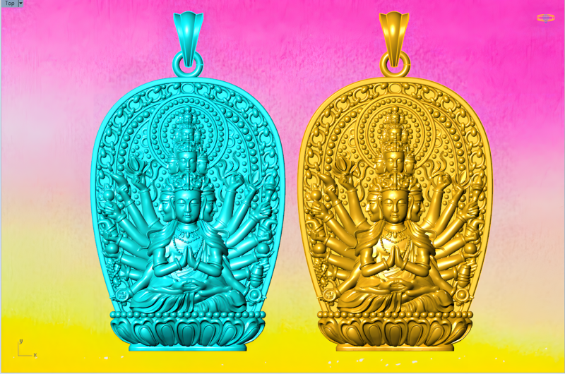 Thousand Hand Guanyin pendant - Avalokistesvara pendant - bodhisattva-pendant Modèles 3D en vedette .c4d .max .obj .3ds .fbx .stl .blend
