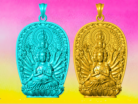 Thousand Hand Guanyin pendant - Avalokistesvara pendant - bodhisattva-pendant 3D Принт Модель
