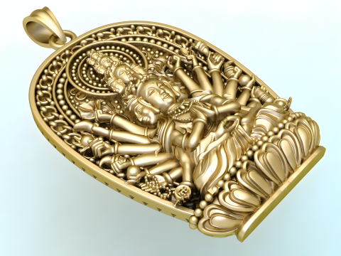 Thousand Hand Guanyin pendant - Avalokistesvara pendant - bodhisattva-pendant Modèles 3D en vedette