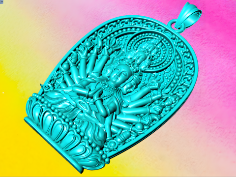 Thousand Hand Guanyin pendant - Avalokistesvara pendant - bodhisattva-pendant Modèles 3D en vedette
