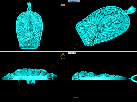 Thousand Hand Guanyin pendant - Avalokistesvara pendant - bodhisattva-pendant Modèles 3D en vedette