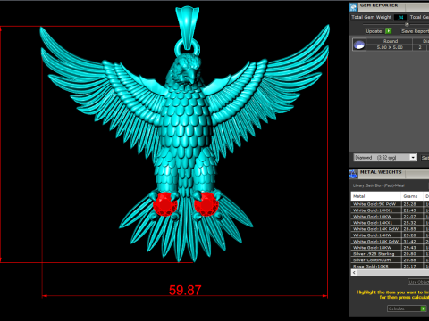 Eagle Pendant - 60 mm - N823121 Modello di stampa 3D