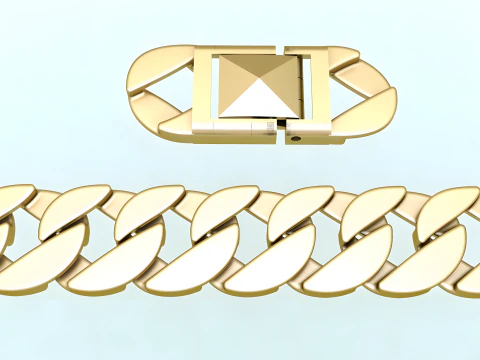 Cuban Link Bracelet for Men Hip Hop Jewelry -Stylish Mens Bracelet - N350 3D Print Model