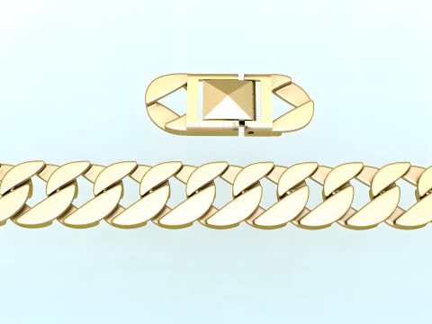Cuban Link Bracelet for Men Hip Hop Jewelry -Stylish Mens Bracelet - N350 3D Print Model