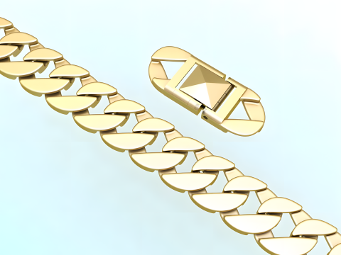 Cuban Link Bracelet for Men Hip Hop Jewelry -Stylish Mens Bracelet - N350 3D 打印模型