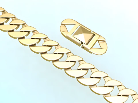 Cuban Link Bracelet for Men Hip Hop Jewelry -Stylish Mens Bracelet - N350 3D Print Model