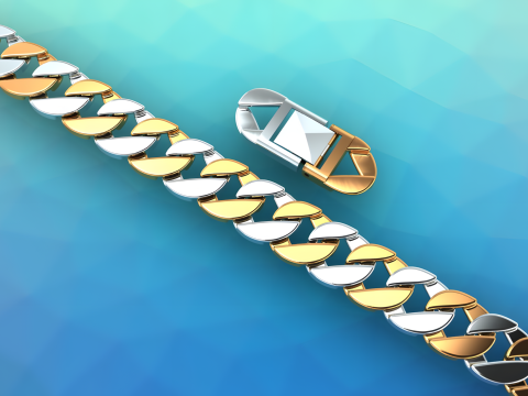 Cuban Link Bracelet for Men Hip Hop Jewelry -Stylish Mens Bracelet - N350 3D 打印模型