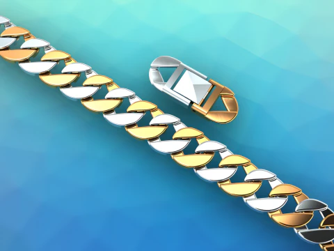 Cuban Link Bracelet for Men Hip Hop Jewelry -Stylish Mens Bracelet - N350 3D Print Model