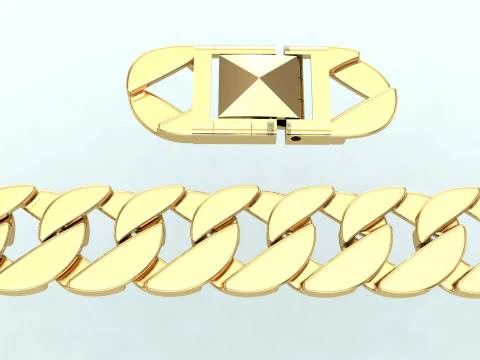 Cuban Link Bracelet for Men Hip Hop Jewelry -Stylish Mens Bracelet - N350 3D Print Model