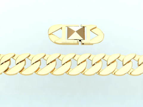 Cuban Link Bracelet for Men Hip Hop Jewelry -Stylish Mens Bracelet - N350 3D Print Model