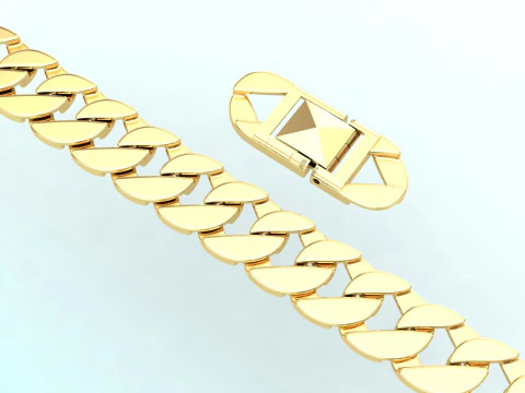 Cuban Link Bracelet for Men Hip Hop Jewelry -Stylish Mens Bracelet - N350 3D Print Model