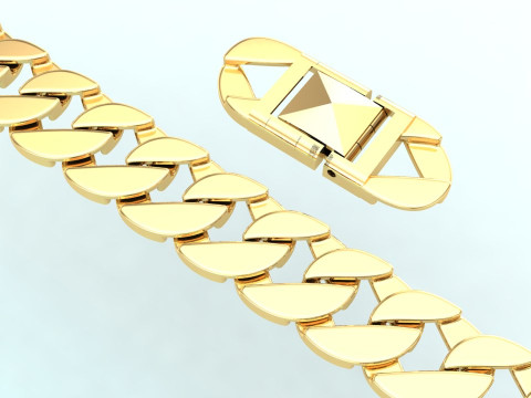 Cuban Link Bracelet for Men Hip Hop Jewelry -Stylish Mens Bracelet - N350 3D 打印模型