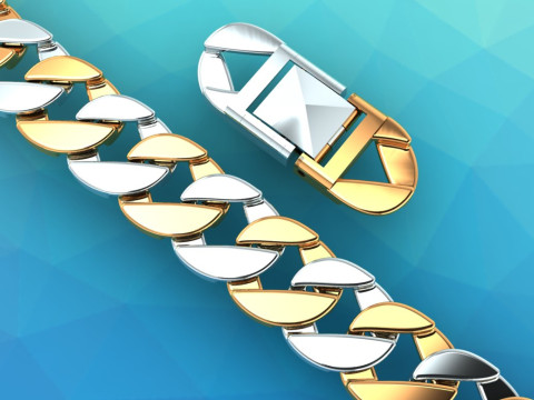 Cuban Link Bracelet for Men Hip Hop Jewelry -Stylish Mens Bracelet - N350 3D 打印模型
