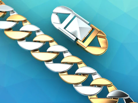 Cuban Link Bracelet for Men Hip Hop Jewelry -Stylish Mens Bracelet - N350 3D Print Model