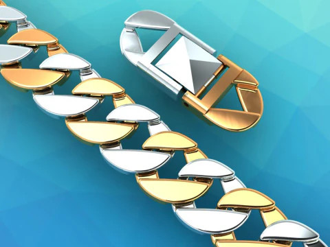 Cuban Link Bracelet for Men Hip Hop Jewelry -Stylish Mens Bracelet - N350 3D Print Model
