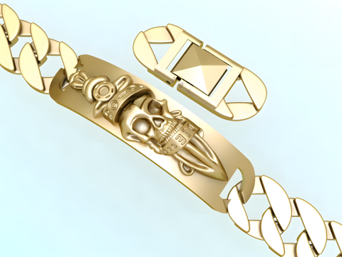 Cuban Bracelet - Skull Bracelets - Hip Hop Jewelry -Stylish Mens Bracelet - N828915 Modelo de impresión 3D