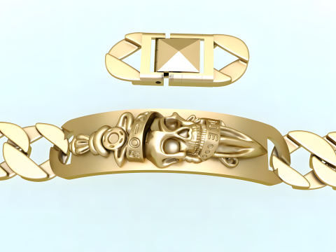 Cuban Bracelet - Skull Bracelets - Hip Hop Jewelry -Stylish Mens Bracelet - N828915 3D printmodel