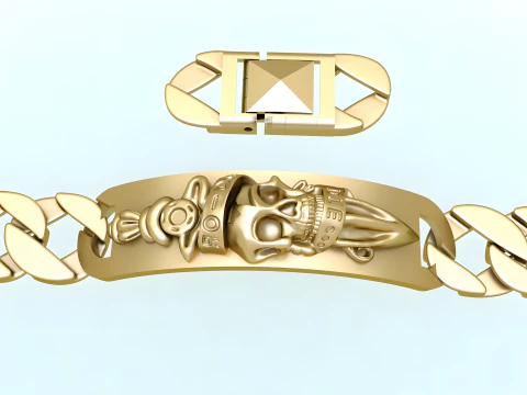 Cuban Bracelet - Skull Bracelets - Hip Hop Jewelry -Stylish Mens Bracelet - N828915 3D Print Model