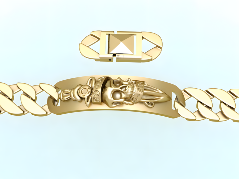 Cuban Bracelet - Skull Bracelets - Hip Hop Jewelry -Stylish Mens Bracelet - N828915 3D printmodel