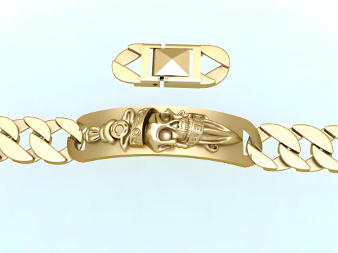 Cuban Bracelet - Skull Bracelets - Hip Hop Jewelry -Stylish Mens Bracelet - N828915 3D Print Model