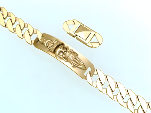 Cuban Bracelet - Skull Bracelets - Hip Hop Jewelry -Stylish Mens Bracelet - N828915 3D printmodel