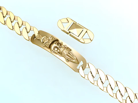 Cuban Bracelet - Skull Bracelets - Hip Hop Jewelry -Stylish Mens Bracelet - N828915 3D Print Model