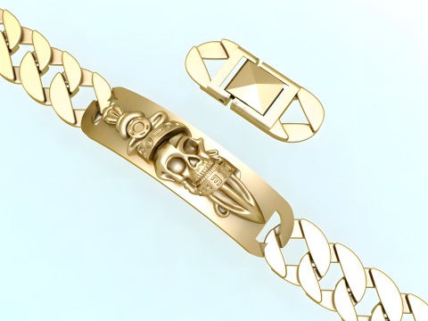 Cuban Bracelet - Skull Bracelets - Hip Hop Jewelry -Stylish Mens Bracelet - N828915 3D printmodel
