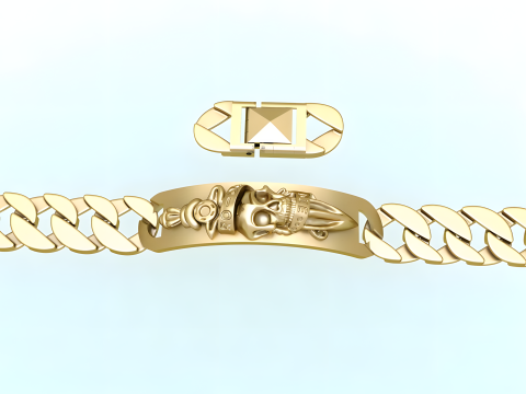 Cuban Bracelet - Skull Bracelets - Hip Hop Jewelry -Stylish Mens Bracelet - N828915 3D printmodel