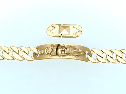 Cuban Bracelet - Skull Bracelets - Hip Hop Jewelry -Stylish Mens Bracelet - N828915 3D Print Model