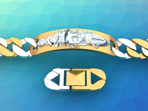 Cuban Bracelet - Skull Bracelets - Hip Hop Jewelry -Stylish Mens Bracelet - N828915 3D Print Model