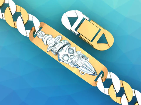 Cuban Bracelet - Skull Bracelets - Hip Hop Jewelry -Stylish Mens Bracelet - N828915 3D Print Model