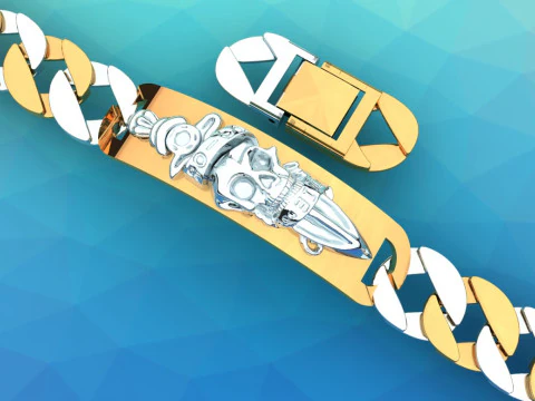 Cuban Bracelet - Skull Bracelets - Hip Hop Jewelry -Stylish Mens Bracelet - N828915 3D Print Model