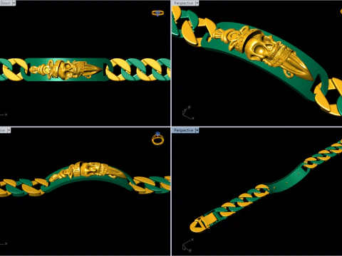 Cuban Bracelet - Skull Bracelets - Hip Hop Jewelry -Stylish Mens Bracelet - N828915 3D Print Model